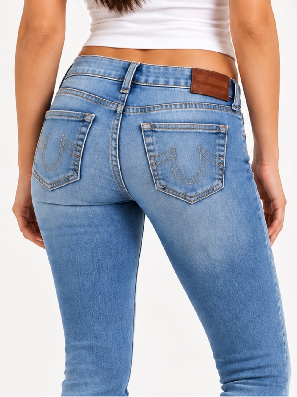True Religion Y2K Light Blue Skinny Jeans Low Waist for Women
